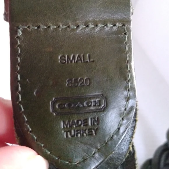 90s COACH Dark Green Leather Woven Braided Belt Size S - Picture 3 of 3